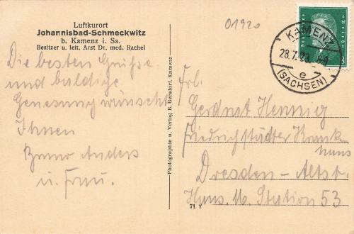 Schmeckwitz Johannisbad bei Kamenz o 1929