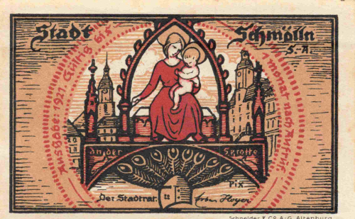 04626 Schmölln Städtenotgeld Wert 10 Pfg Rathaus 1921