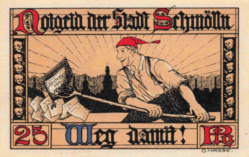 04626 Schmölln Städtenotgeld Wert 25 Pfg Marie mit Jesuskind 1921