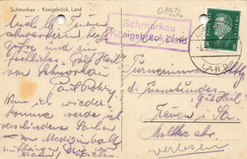 01920 Schmorkau Sächsische Volkssportschule Landpoststempel o 1930