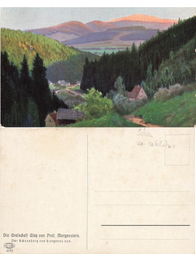 Schneeberg of Langenau Silesia County of Glatz Artist's card Morgenstern Snieżznik Klodzki * around 1920