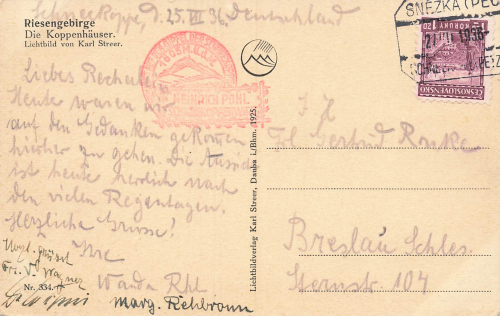 Schneekoppe Riesengebirge Schlesien Śnieżka o 1936