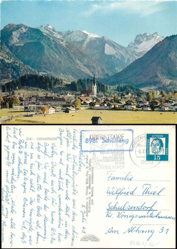 87561 Schöllang Oberstdorf Posthilfsstellenstempel o 3.7.1963