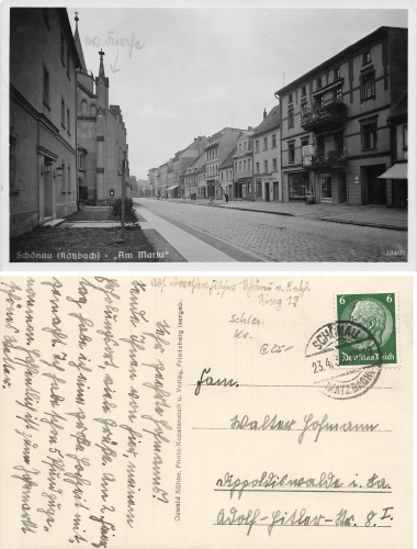 Schoenau Katzbach Schlesien am Markt Swierzawa o 1938
