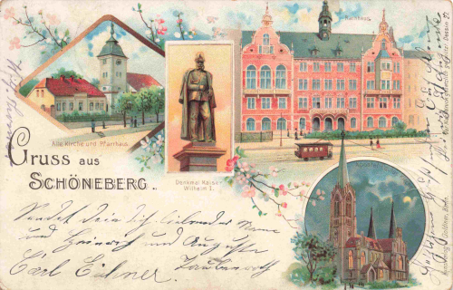 Schöneberg Berlin – vintage lithographic postcard, c. 1901