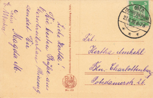 Schreiberhau Weisbachtal Riesengebirge Schlesien Szklarska Poręba o 1926