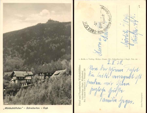 Schreiberhau  Giant Mountains Waldschloesschen o October 2nd, 1938