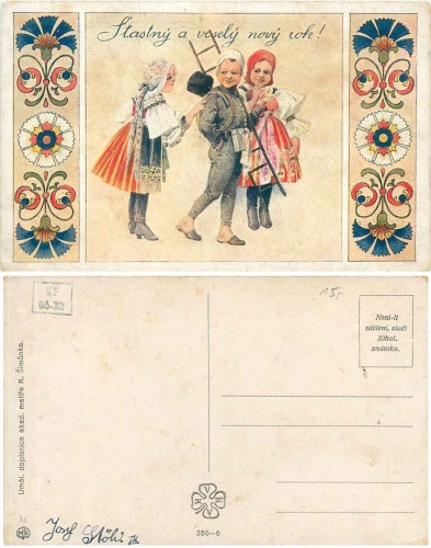Chimney sweeper with Hungarian artist card K Simunka around 1920