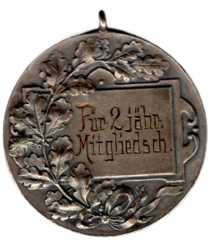 Schützenmedaille für 2 jährige Mitgliedschaft vermutlich Stuttgart Silbermedaille um 1910