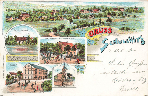 Schullwitz  Dresden Gasthof Litho o 1900