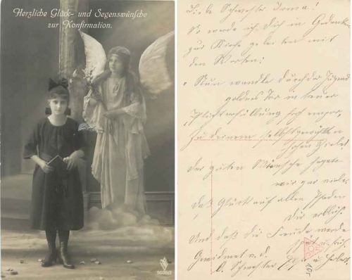 Schutzengel Konfirmation Serienkarte 5038/2 * ca. 1920