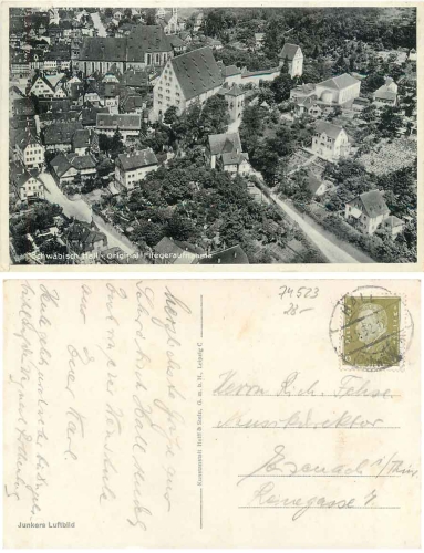 74523 Schwaebisch Hall Fliegeraufnahme o 20.5.1932