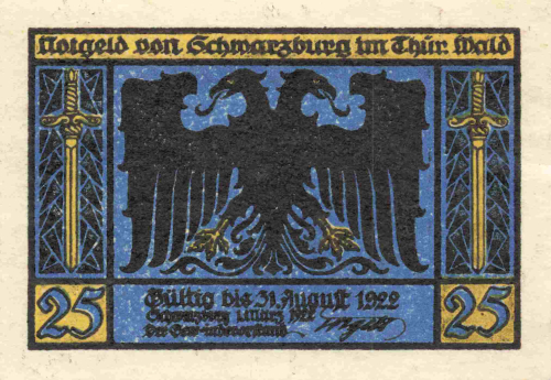 Schwarzburg Thüringen Notgeldschein 1922
