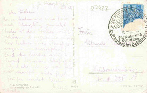 Schwarzburg Thüringer Wald Trippsteinhäschen o 1958