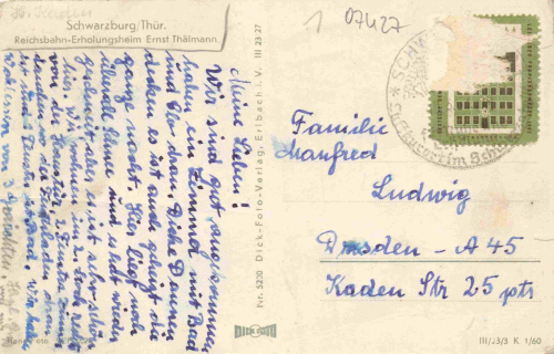 Schwarzburg, Thuringian Forest: Ernst Thälmann Reichsbahn Recreation Home, c. 1962