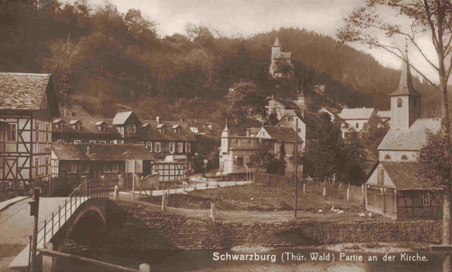 Schwarzburg Thüringer Wald Partie an der Kirche * um 1920