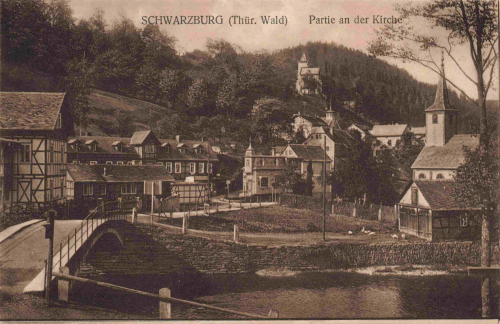 Schwarzburg Thüringer Wald Partie an der Kirche * um 1920