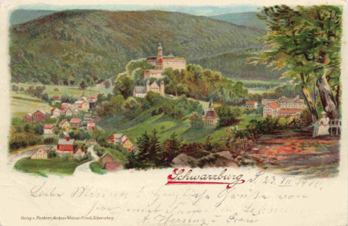 Schwarzburg Thüringer Wald Künstlerkarte o 1900
