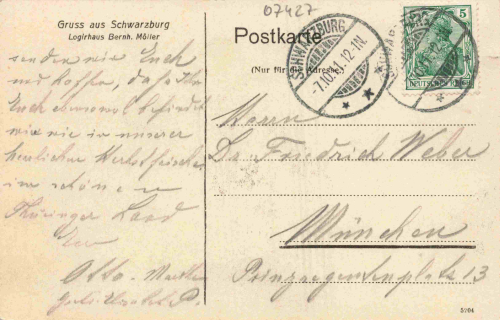 Schwarzburg Thüringer Wald Logierhaus Bernhard Möller o 1911