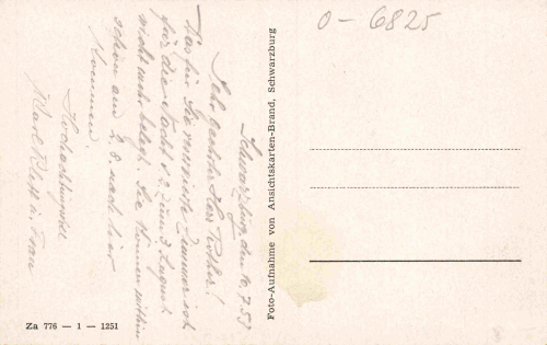 Schwarzburg Thüringer Wald Pension Waldesruh gebraucht 1953