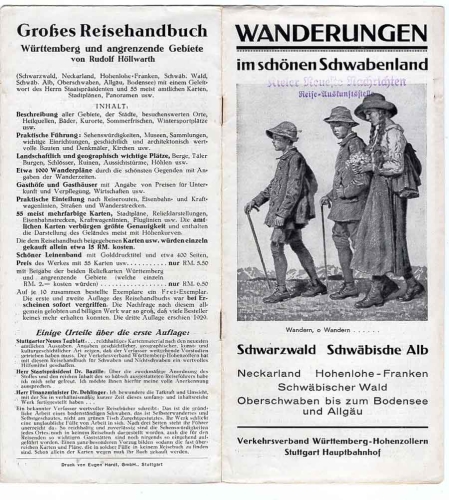 Hikes in beautiful Swabia hiking guide 20 pages 1940