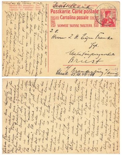 Switzerland 10 centimes answer postal stationery o Lucerne September 14, 1915