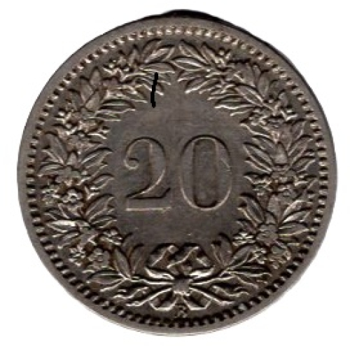 Schweiz 20 Rappen 1885 B Kopf der Helvetia
