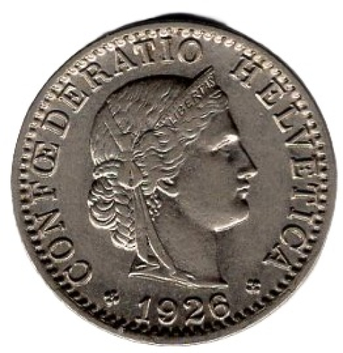Schweiz 20 Rappen 1926 B Kopf der Helvetia