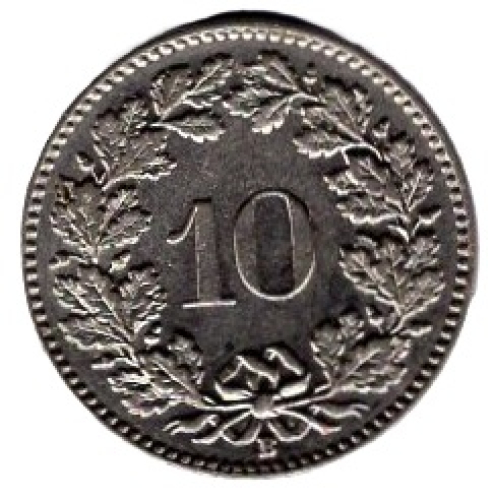 Schweiz Eidgenossenschaft 10 Rappen 1936
