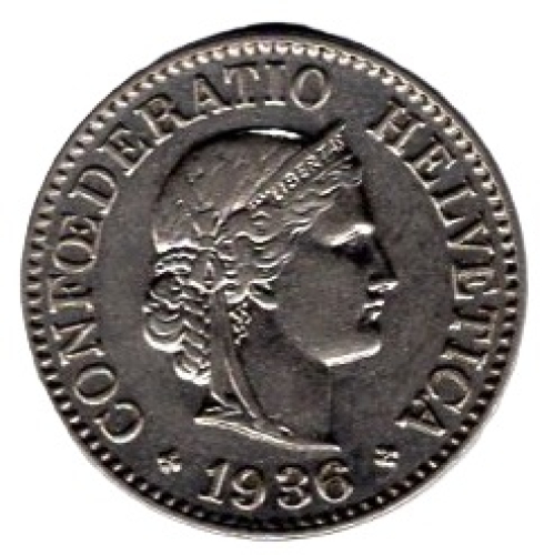 Schweiz Eidgenossenschaft 10 Rappen 1936