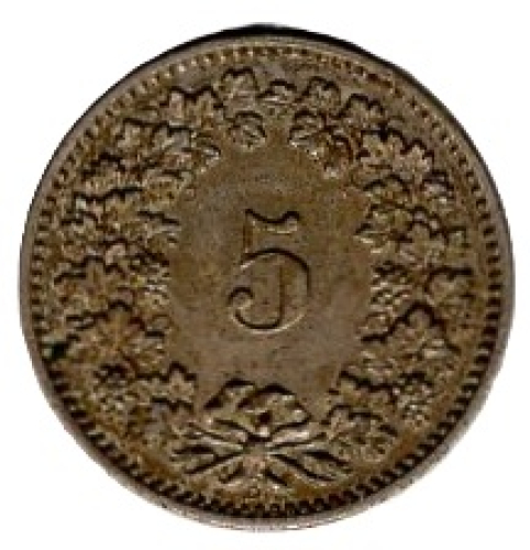 Schweiz Eidgenossenschaft 5 Rappen 1884 B