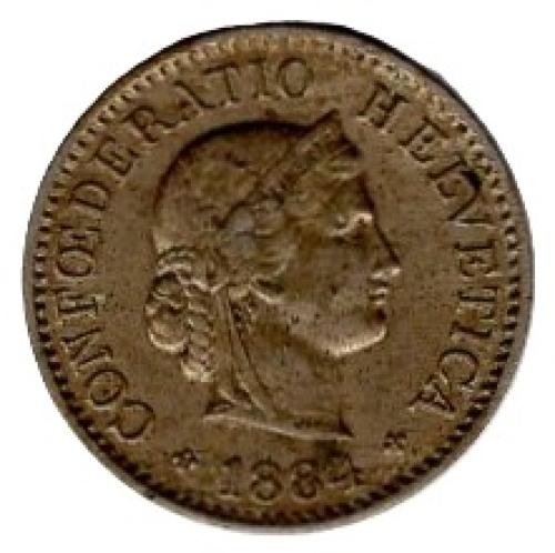Schweiz Eidgenossenschaft 5 Rappen 1884 B