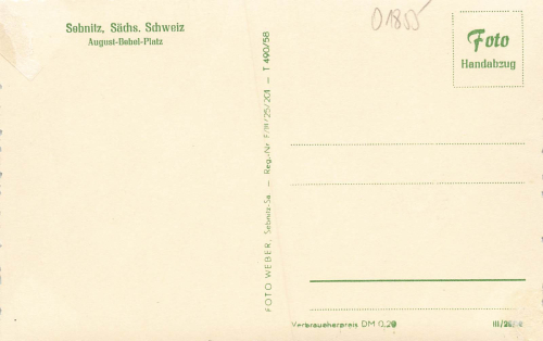 01855 Sebnitz in Saxony, August Bebel Square * around 1950