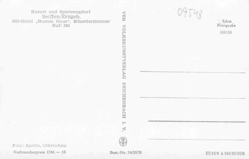 Seiffen Erzgebirge HO-Hotel Buntes Haus Künstlerzimmer * 1958