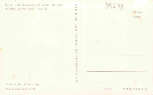 Seiffen Erzgebirge HO-Hotel Buntes Haus * 1963