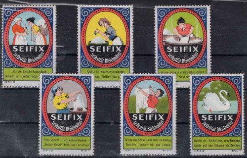 Vignetten Seifix Bleichmittel 6 Stück Serie3 komplett um 1920