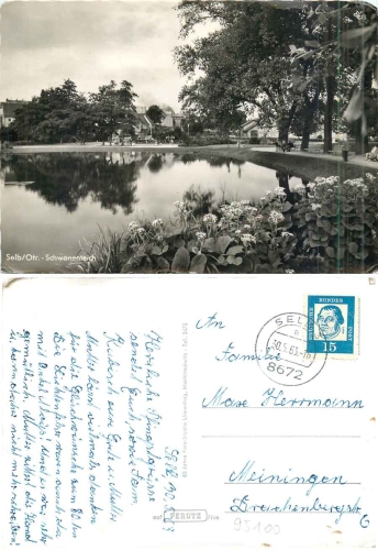 95100 Selb Oberfranken Schwanenteich o 30.5.1963