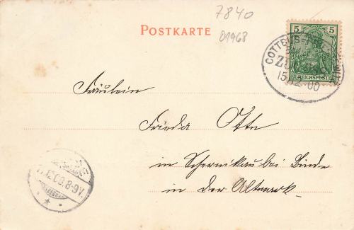 01968 Senftenberg Markt Bahnpoststempel Cottbus-Priestewitz Zug 988 o 1900