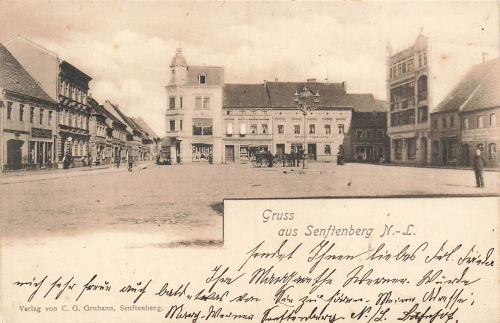 01968 Senftenberg Markt Bahnpoststempel Cottbus-Priestewitz Zug 988 o 1900