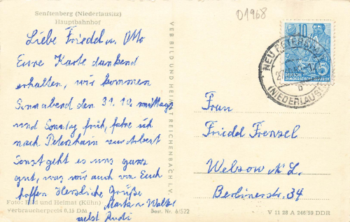 01968 Senftenberg Hauptbahnhof o 1959