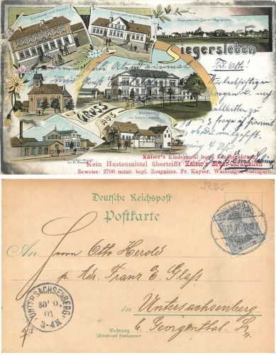 39365 Siegersleben color litho card o 30.10.1901