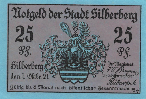 Silberberg Schlesien Notgeldschein Twierdza Srebrnogórska 1921