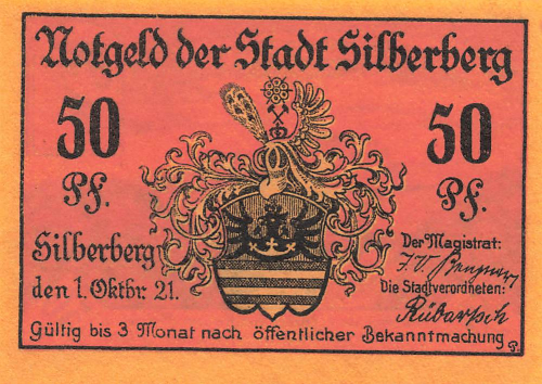 Silberberg Schlesien Notgeldschein Twierdza Srebrnogórska 1921