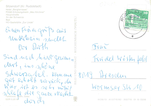 Sitzendorf Thüringer Wald  Mehrbildkarte o 1982
