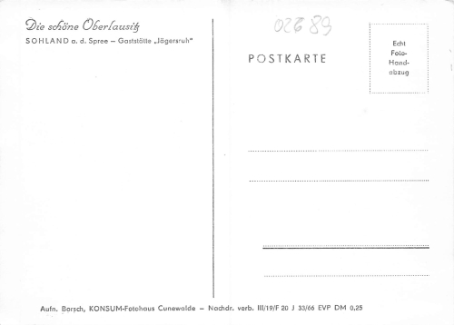 02689 Sohland Spree Gaststätte Jägersruh * 1966