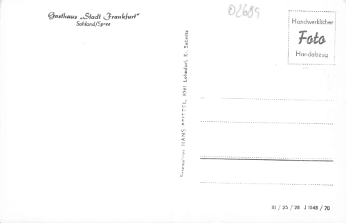 02689 Sohland Spree Gasthaus Stadt Frankfurt * um 1970