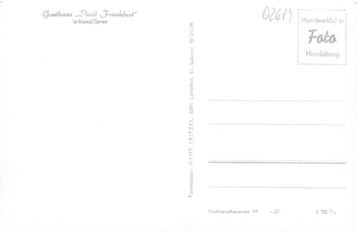 02689 Sohland Spree Gasthaus Stadt Frankfurt * um 1970