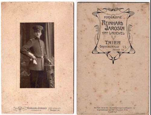 German soldier in initial uniform Cabinet Photo 105 x 165 around 1915