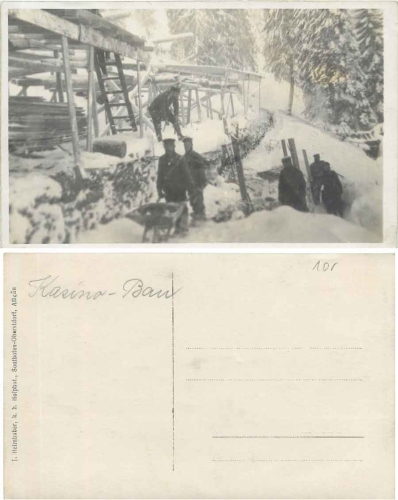 Construction soldiers WW I Carpenters building the casino in winter * around 1915
