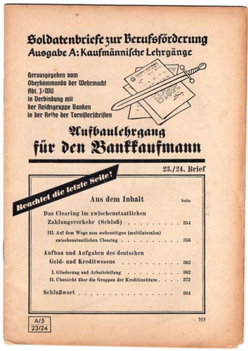 Soldier's letter for professional promotion commercial courses around 1940 ​​​​​​​High Command of the Wehrmacht